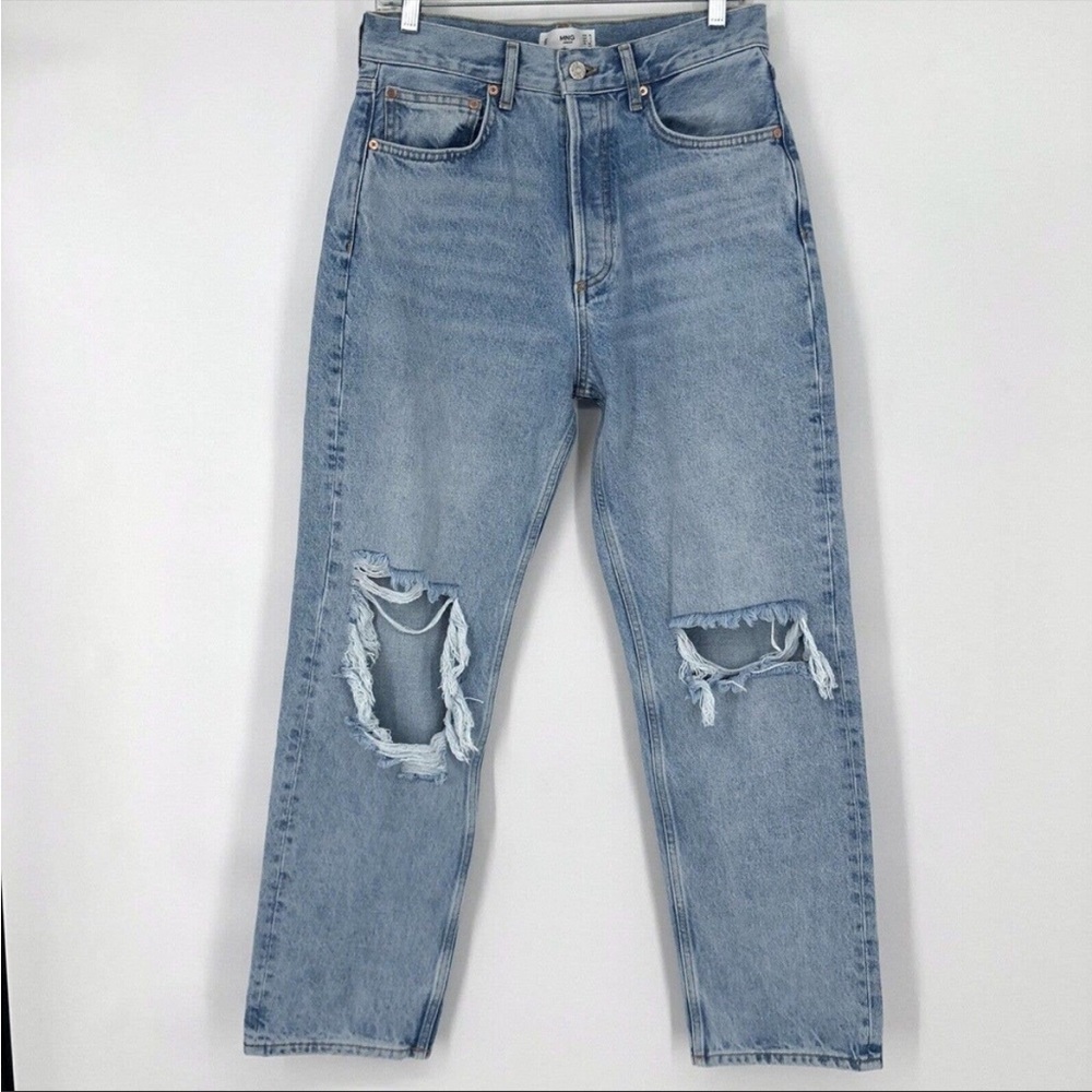 MNG Mango Blue Edition Size 6 Light Wash Straight Leg High Waisted Button-fly